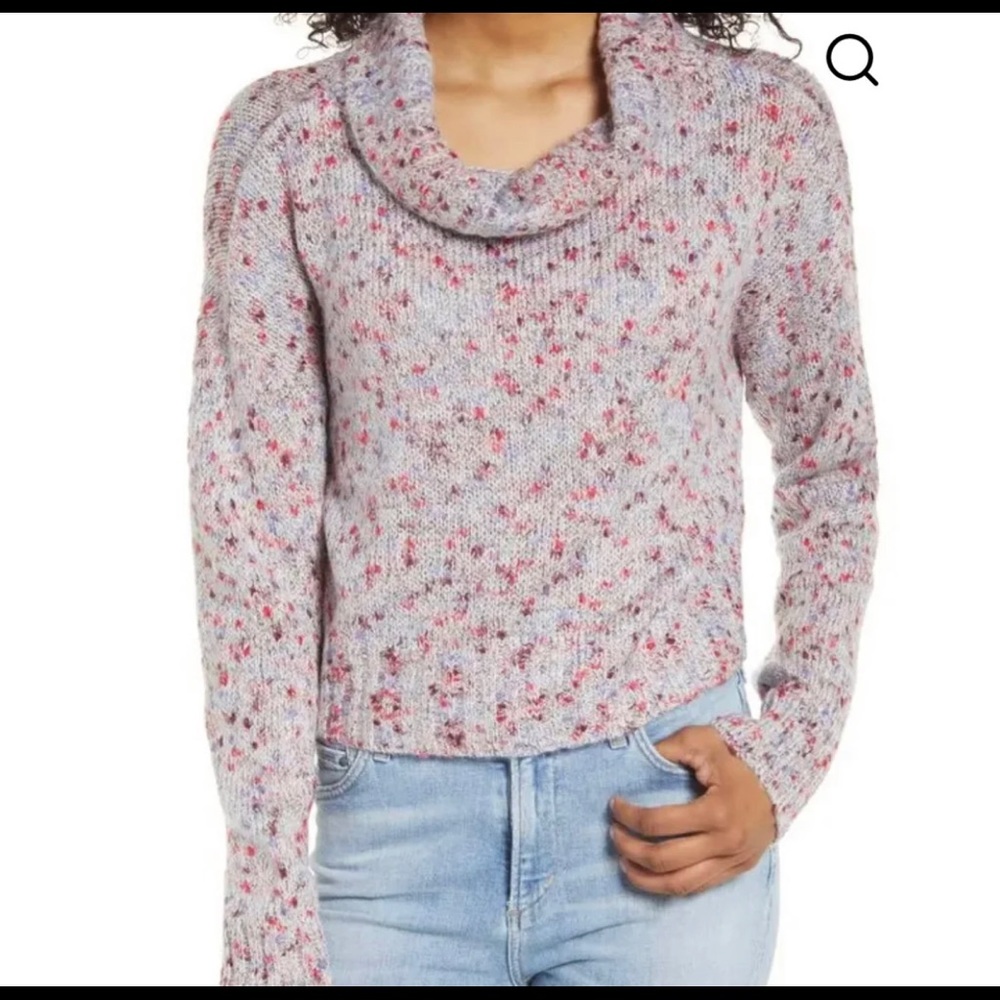 BP Cowl Neck Slouchy Purple Confetti Sweater SZ S